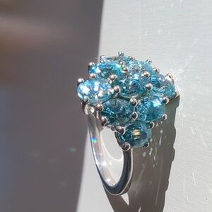 Genuine Blue Topaz STS 925 Sterling Silver Gemstone Ring Size 5